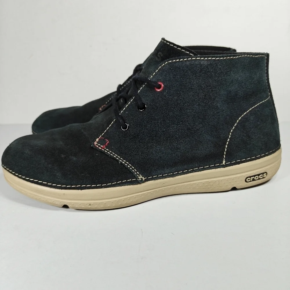 Crocs Thompson Desert Chukka Boots  Black Chai Suede Casual Boots Men's Size 13